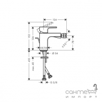 Змішувач для біде з донним клапаном Hansgrohe Vernis Shape 71219000 хром