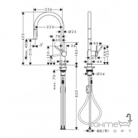 Смеситель для кухни с вытяжным изливом Hansgrohe Talis M54 72800340 матовый черный хром