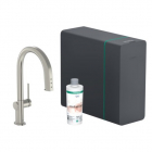 Смеситель для кухни + стартовый комплект Hansgrohe Aqittura M91 SodaSystem sBox 76836800 нержавеющая сталь