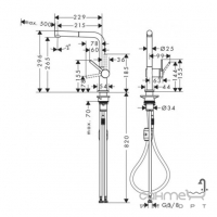 Змішувач для кухні з витяжним виливом Hansgrohe Talis M54 LowPressure 72859800 матова нержавіюча сталь