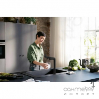 Смеситель для кухни + стартовый комплект Hansgrohe Aqittura M91 SodaSystem 76837670 матовый черный