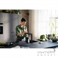 Смеситель для кухни + стартовый комплект Hansgrohe Aqittura M91 SodaSystem 76837670 матовый черный