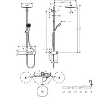 Душевая стойка с термостатом Hansgrohe Pulsify Showerpipe 260 1jet 24220140 бронза