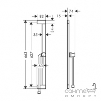 Штанга для душа с душевым шлангом Hansgrohe Unica E Puro 650 EasySlide 24404670 матовый черный