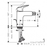 Смеситель для  биде с донным клапаном Hansgrohe Logis 71200670 матовый черный