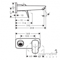 Смеситель для раковины скрытого монтажа Hansgrohe Logis 71220670 матовый черный, излив 19 см