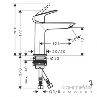 Смеситель для раковины Hansgrohe Logis 110 Fine CoolStart 71255670 матовый черный