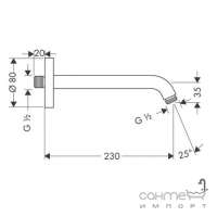 Настенный кронштейн для верхнего душа Hansgrohe DN15 230 mm 27412250 золото браш