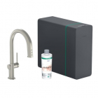 Смеситель для кухни + стартовый комплект Hansgrohe Aqittura M91 SodaSystem 210 1j sBox 76838800 нержавеющая сталь