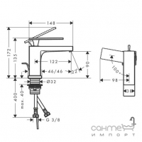 Смеситель для раковины с донным клапаном push-open Hansgrohe Tecturis E 80 CoolStart 73004670 матовый черный