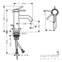 Змішувач для раковини з донним клапаном Hansgrohe Tecturis S 80 CoolStart 73305000 хром