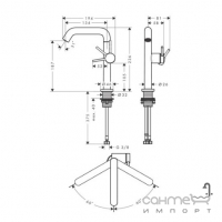 Смеситель для раковины высокий, с донным клапаном Hansgrohe Tecturis S 210 CoolStart 73364000 хром