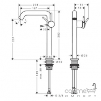 Змішувач для раковини високий, з донним клапаном Hansgrohe Tecturis S 240 CoolStart 73373000 хром