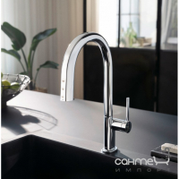 Змішувач для кухні + стартовий комплект Hansgrohe Aqittura M91 SodaSystem 210 1j sBox 76838000 хром