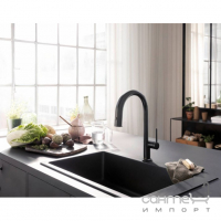 Смеситель для кухни + стартовый комплект Hansgrohe Aqittura M91 SodaSystem 210 1j sBox 76838670 матовый черный