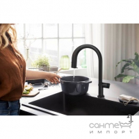 Смеситель для кухни + стартовый комплект Hansgrohe Aqittura M91 SodaSystem 210 1j sBox 76838670 матовый черный