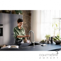 Смеситель для кухни + стартовый комплект Hansgrohe Aqittura M91 SodaSystem 210 1j sBox 76838800 нержавеющая сталь