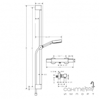 Змішувач-термостат із душовим гарнітуром Hansgrohe Pulsify Select S EcoSmart 90 Ecostat Element 24271000 хром