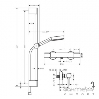 Смеситель-термостат с душевым гарнитуром Hansgrohe Pulsify Select S EcoSmart 65 Ecostat Element 24272000 хром