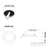 Круглий врізний точковий світильник Goldlux Rigel 10W 4000K 324115 чорний/білий