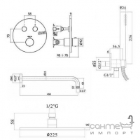 Душевая система скрытого монтажа с термостатом Paffoni Kit Compact-T Tondo Steel