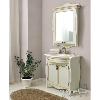 Шкаф зеркальный Атолл (Ольвия) Ривьера dorato (дорато - белый, патина золото)