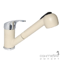 Змішувач для мийки з висувною ручкою Deante Corallo BYC21710 Хром/Граніт Сафарі